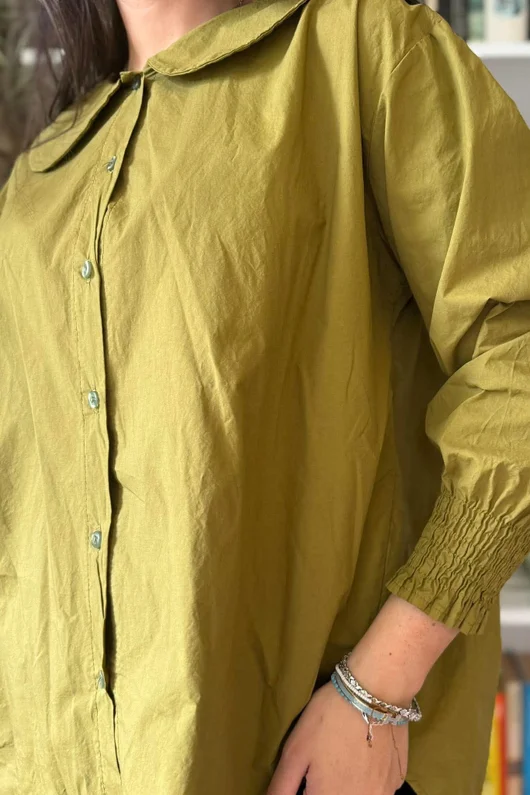Paloma Tela Peter Pan Blouse Mucky Olive